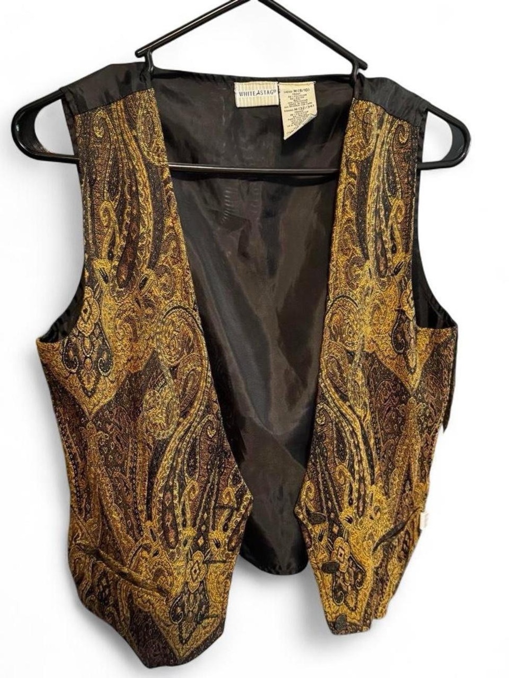 Vintage White Stag Brown and Gold Paisley Vest